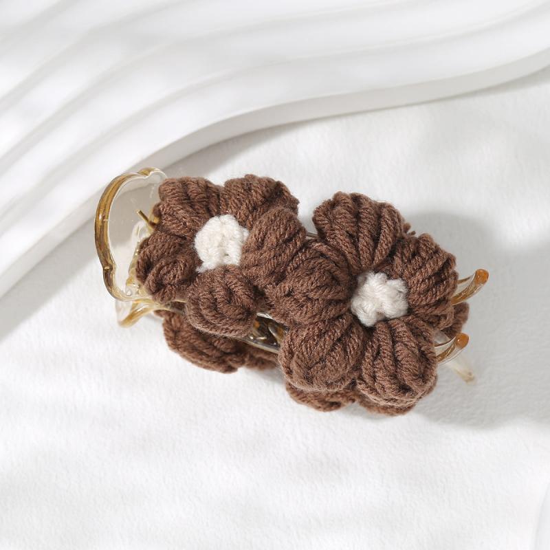 Knitted Flower Hair Clip Duck Bill Style