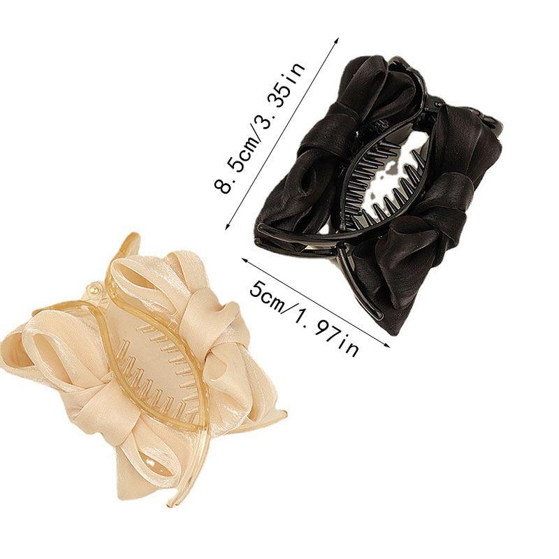Mesh Bow Hair Claw Clip Nonslip Ponytail Bun Holder