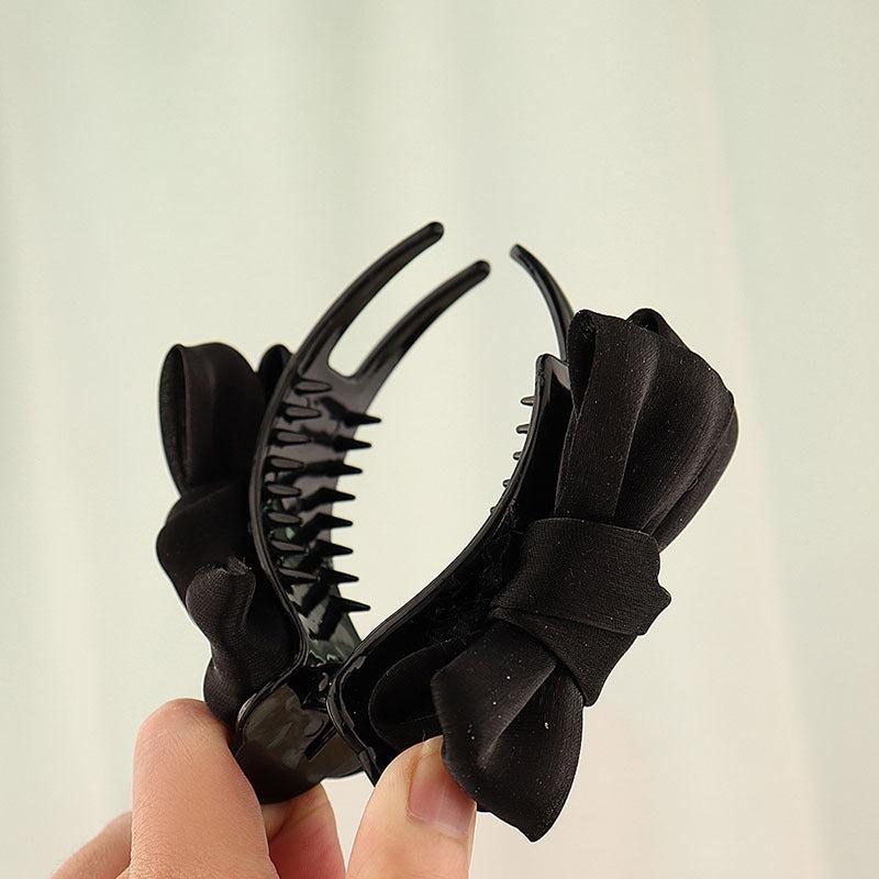 Mesh Bow Hair Claw Clip Nonslip Ponytail Bun Holder