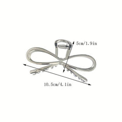 Alloy Ribbon Bow Hair Claw Metal Hair Claw Style Nonslip Ponytail Holder