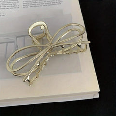 Alloy Ribbon Bow Hair Claw Metal Hair Claw Style Nonslip Ponytail Holder