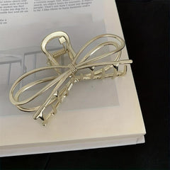 Alloy Ribbon Bow Hair Claw Metal Hair Claw Style Nonslip Ponytail Holder