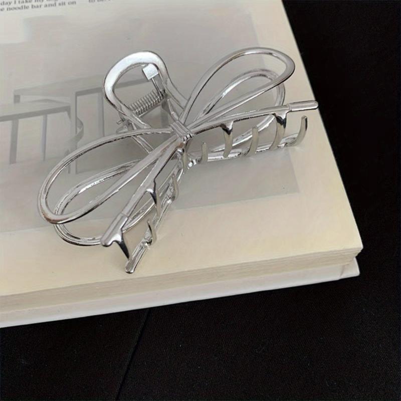 Alloy Ribbon Bow Hair Claw Metal Hair Claw Style Nonslip Ponytail Holder