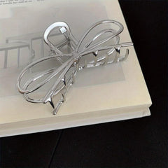 Alloy Ribbon Bow Hair Claw Metal Hair Claw Style Nonslip Ponytail Holder