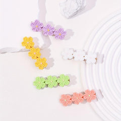 5pcs Candy Flower Hair Clip Duck Billed Clip For Hair Bang Braids