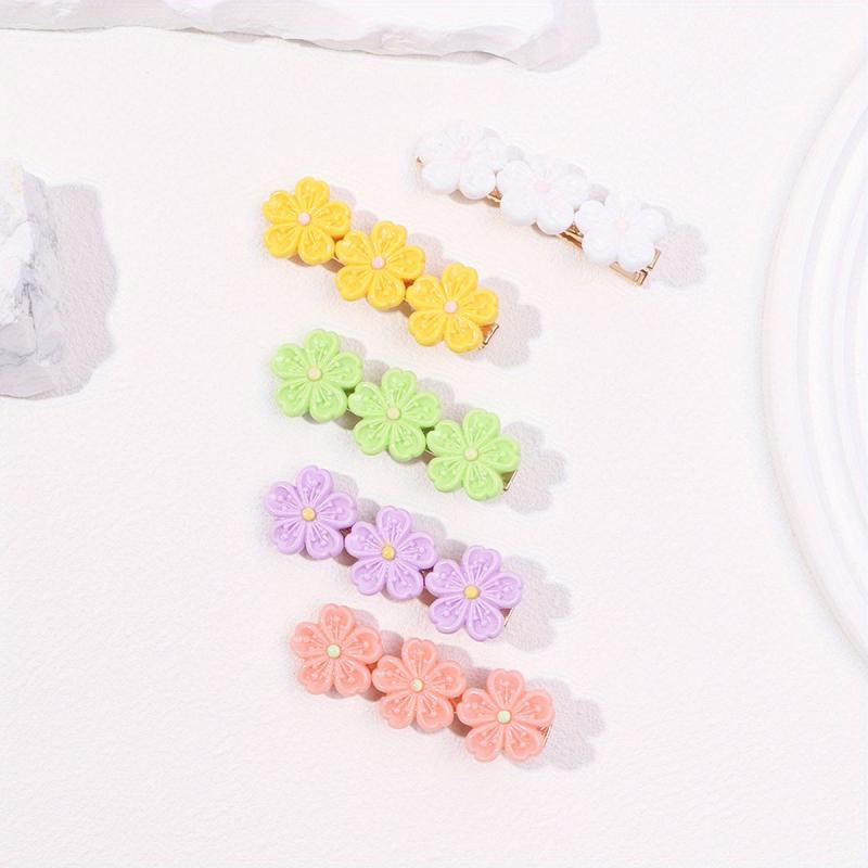 5pcs Candy Flower Hair Clip Duck Billed Clip For Hair Bang Braids