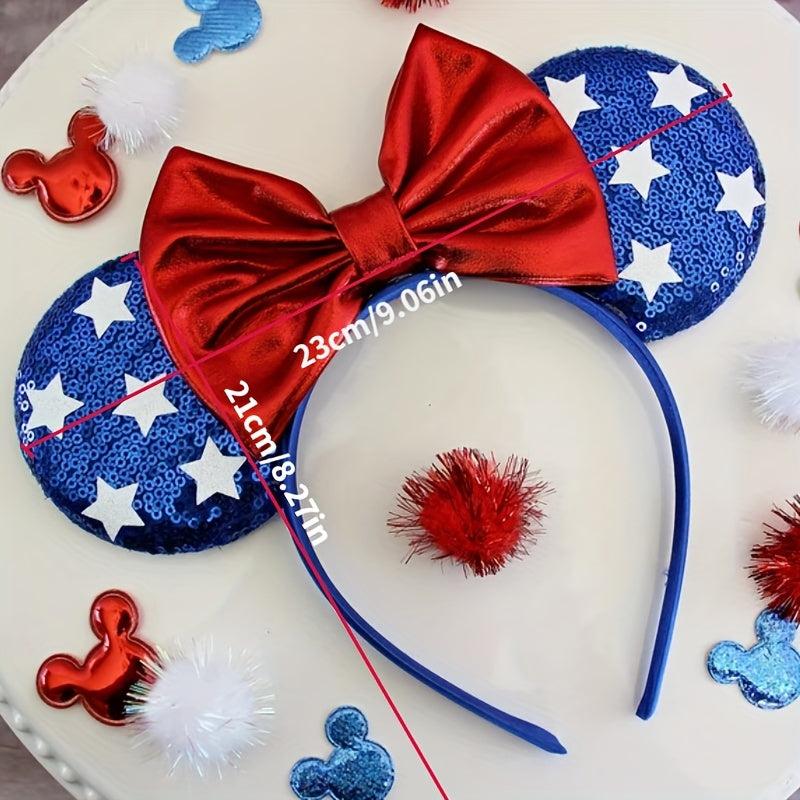 Independence Sequin Star Headband Mouse Ears Bow