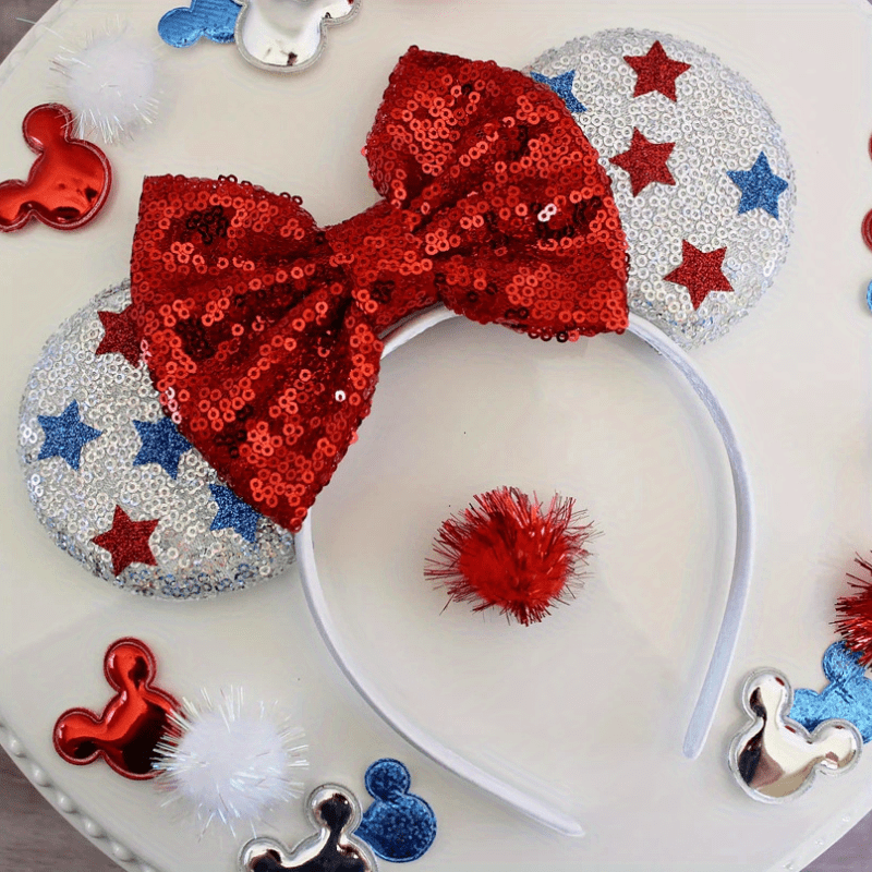 Independence Sequin Star Headband Mouse Ears Bow