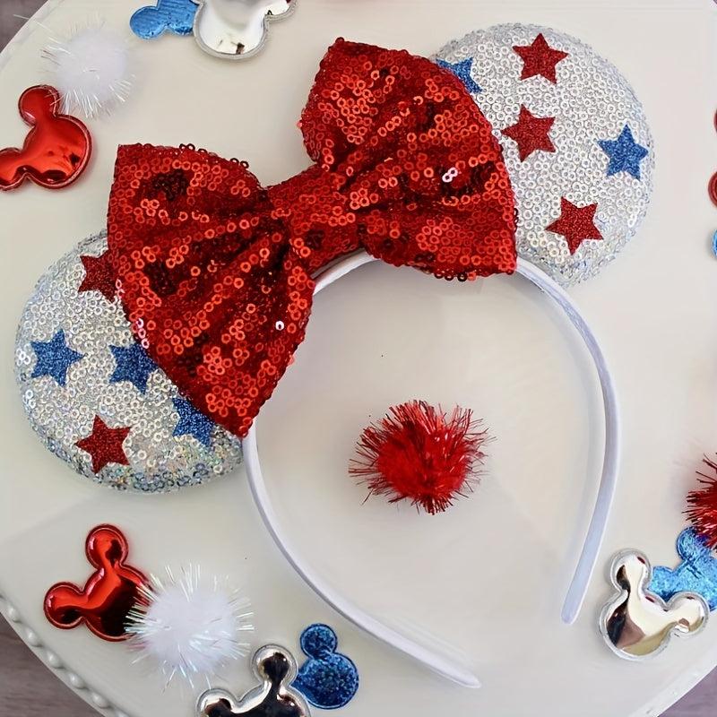 Independence Sequin Star Headband Mouse Ears Bow