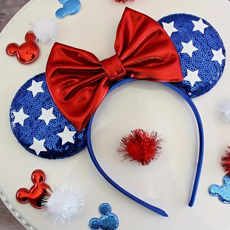 Independence Sequin Star Headband Mouse Ears Bow