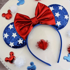Independence Sequin Star Headband Mouse Ears Bow