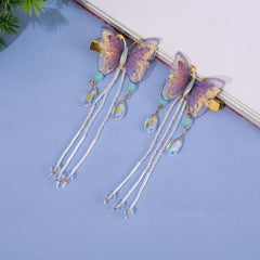 Y2K Purple Butterfly Hair Clip Crystal Beaded Duck Billed Clip Alloy Hair Clip