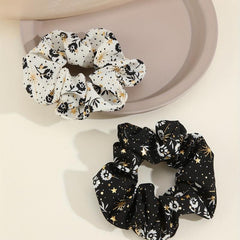 2pcs Boho Foral Print Scrunchies Hair Tie Glod Sparkle Hair Rope