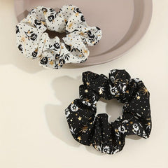 2pcs Boho Foral Print Scrunchies Hair Tie Glod Sparkle Hair Rope
