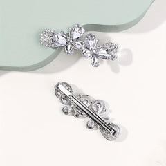 2pcs Rhinestone Butterfly Hair Clip, Glitter Duck Billed Alloy Clip