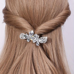 2pcs Rhinestone Butterfly Hair Clip, Glitter Duck Billed Alloy Clip