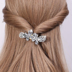 2pcs Rhinestone Butterfly Hair Clip, Glitter Duck Billed Alloy Clip