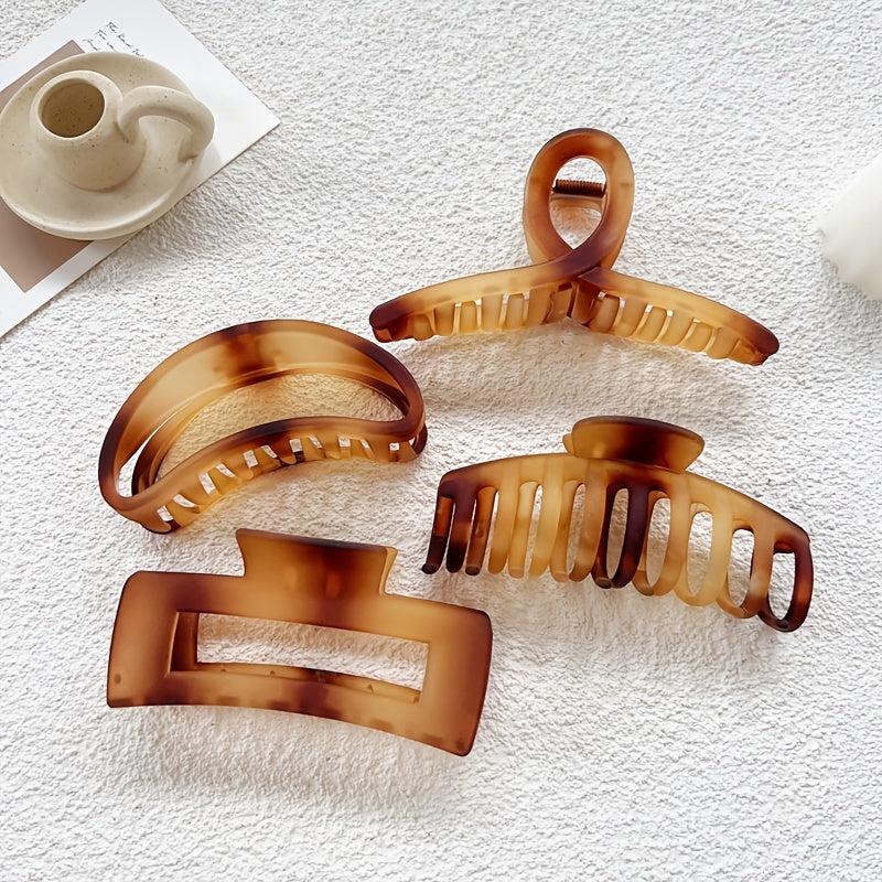 4pcs Tortoiseshell Hair Claw Clips for Women Oversize Matte Hair Clips