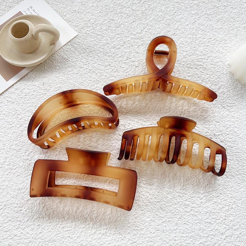 4pcs Tortoiseshell Hair Claw Clips for Women Oversize Matte Hair Clips