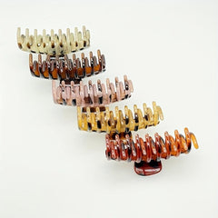 5pcs Large Leopard Pattern Hair Claw Nonslip Ponytail Holder
