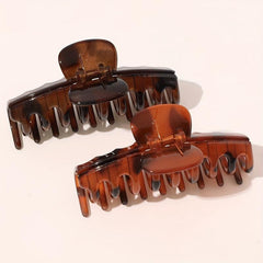 5pcs Large Leopard Pattern Hair Claw Nonslip Ponytail Holder
