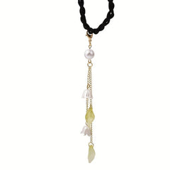 Chinese Hair Tie Bell Orchid Tassel Faux Pearl Petal Hair Rope