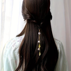 Chinese Hair Tie Bell Orchid Tassel Faux Pearl Petal Hair Rope