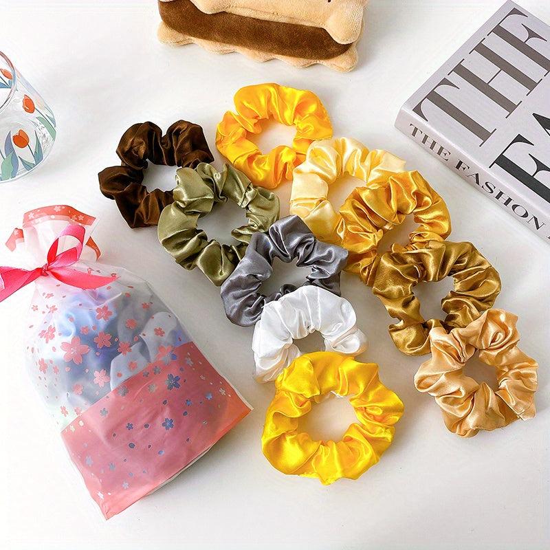 10PCS High Elasticity Hair Ties Solid Color Scrunchies for Women