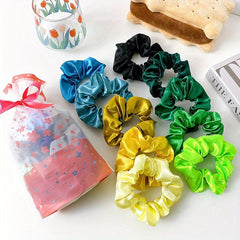 10PCS High Elasticity Hair Ties Solid Color Scrunchies for Women