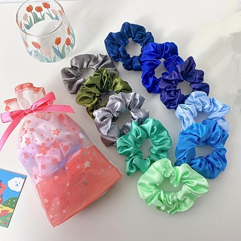 10PCS High Elasticity Hair Ties Solid Color Scrunchies for Women