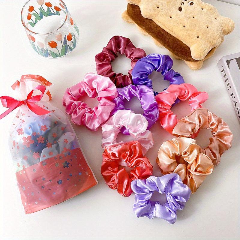 10PCS High Elasticity Hair Ties Solid Color Scrunchies for Women