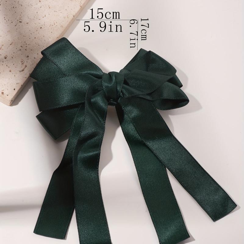 Green Tassel Bow Hair Clip Back Hair Tie For Ponytail Bun