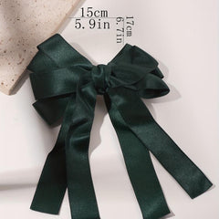 Green Tassel Bow Hair Clip Back Hair Tie For Ponytail Bun