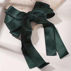 Green Tassel Bow Hair Clip Back Hair Tie For Ponytail Bun