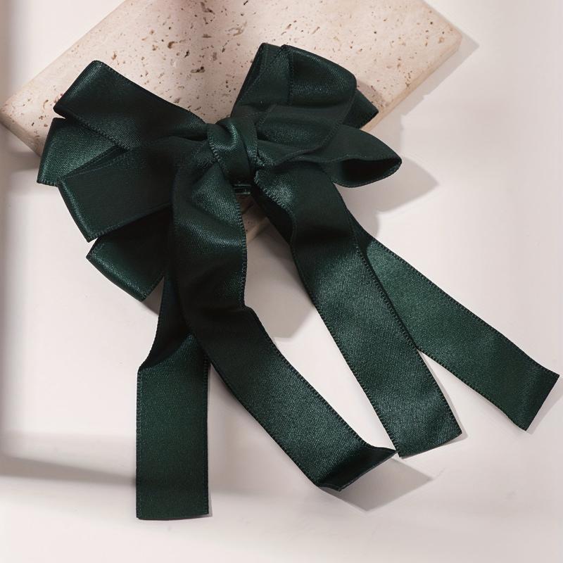 Green Tassel Bow Hair Clip Back Hair Tie For Ponytail Bun