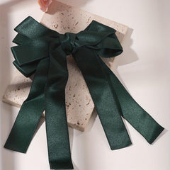 Green Tassel Bow Hair Clip Back Hair Tie For Ponytail Bun