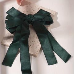 Green Tassel Bow Hair Clip Back Hair Tie For Ponytail Bun