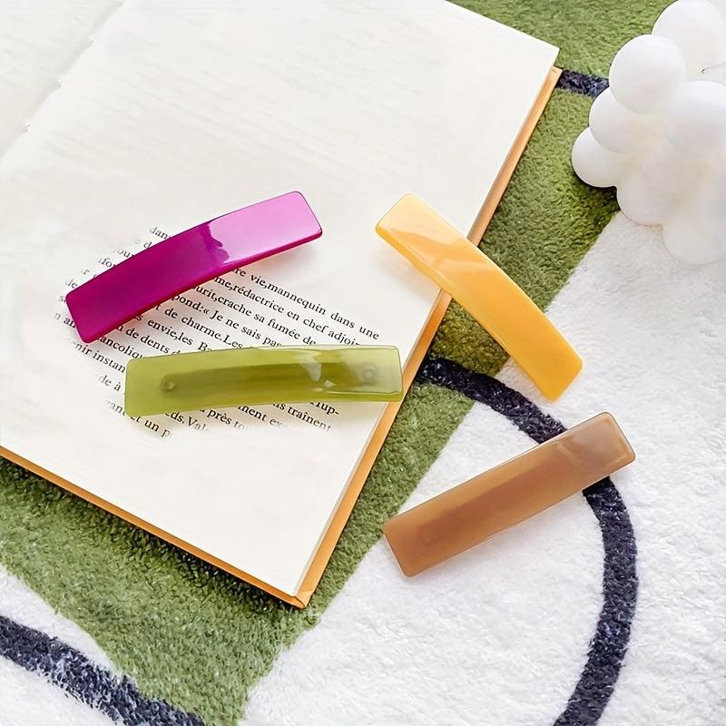 Glossy Jelly Barrette Long Hair Clip For Side Hair Bang