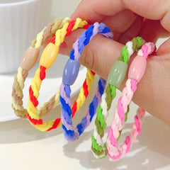 5pcs Rainbow Hair Tie Bracelet Braided Hair Rope Ponytail Holder Women Girls