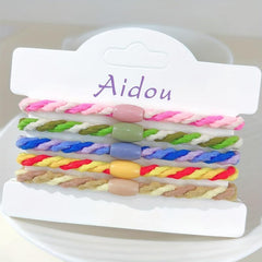 5pcs Rainbow Hair Tie Bracelet Braided Hair Rope Ponytail Holder Women Girls