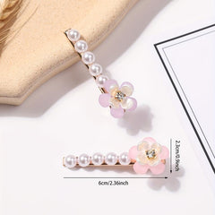 Faux Pearl Flower Hair Clip Non Slip Side Hair Accessories
