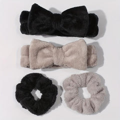 Plush Hair Accessories Set Soft Headband Wristband for Skincare Spa