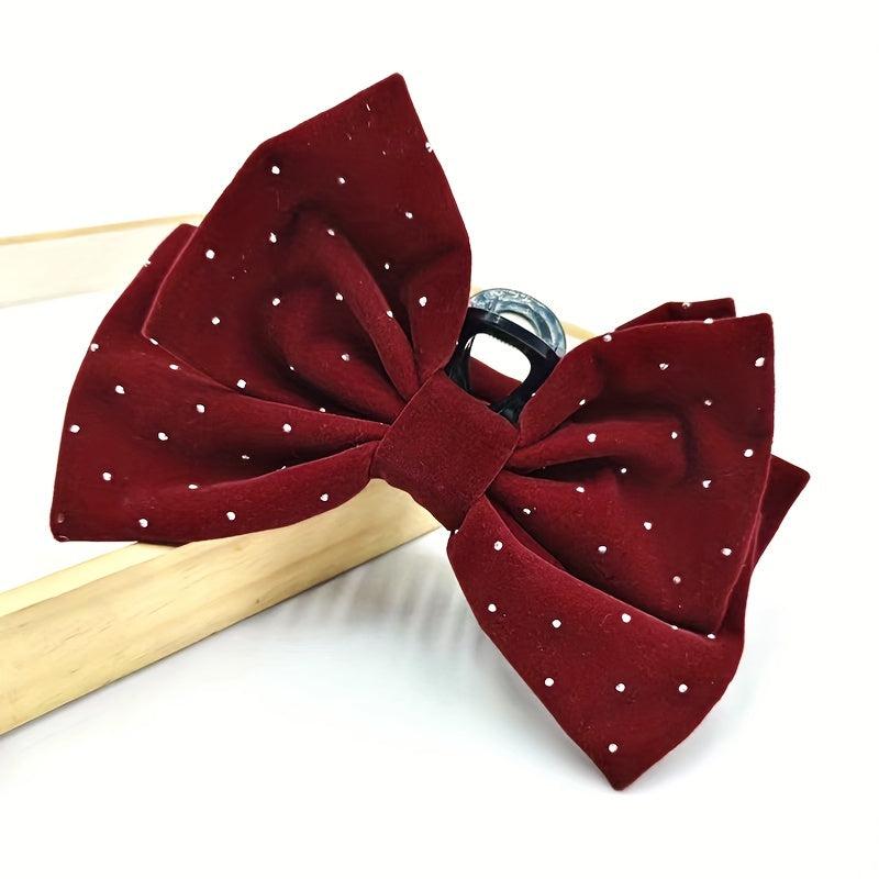 Velvet Bowknot Large Hair Claw Ponytail Holder Shark Claw Hair Accessories