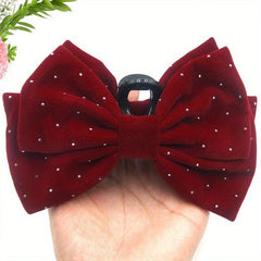 Velvet Bowknot Large Hair Claw Ponytail Holder Shark Claw Hair Accessories