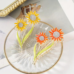 Sun Flower Rhinestone Hair Claw Back Head Clip Sense Shark Claw Flower Headwear