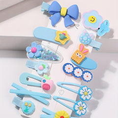 14pcs Girls Hair Clip Resin Flower Fruit Duck Billed Clip