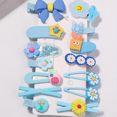 14pcs Girls Hair Clip Resin Flower Fruit Duck Billed Clip