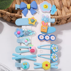 14pcs Girls Hair Clip Resin Flower Fruit Duck Billed Clip