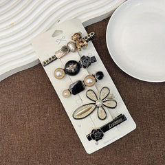 Faux Pearl Hair Clip Star Bowknot Duck Billed Clip Hollow Bear Hair Pin