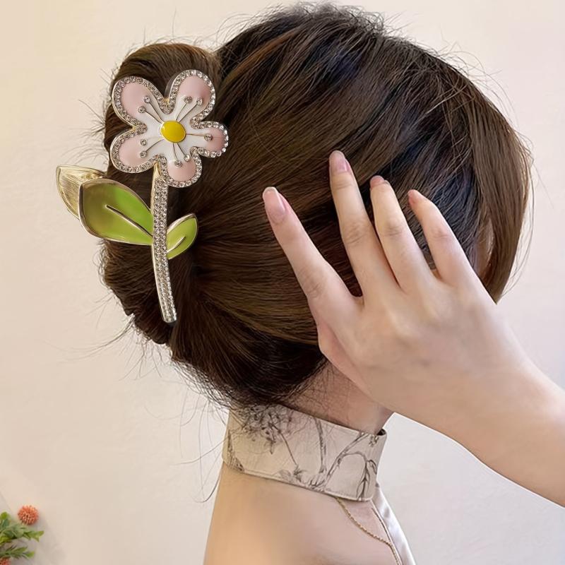 Enamel Flower Hair Claw Shark Claw Ponytail Holder Hair Accessories